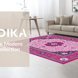 Ultra Soft Area Rug, Non Slip, Stain Resistant, Washable Area Rugs for Living Room, Bedroom, Vibrant Geometric Decorative Statement(Pink)
