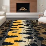 Ultra Soft Area Rug, Non Slip, Stain Resistant, Washable Area Rugs for Living Room, Bedroom, Dynamic Grey Neutral Animal Texture(Black)