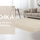 Ultra Soft Area Rug, Non Slip, Stain Resistant, Washable Area Rugs for Living Room, Bedroom, Chic Neutral Scalloped Patterned Piece(Beige)
