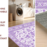 Ultra Soft Area Rug, Non Slip, Stain Resistant, Washable Area Rugs for Living Room, Bedroom, Chic Vintage Purple Blossom Design(Purple)