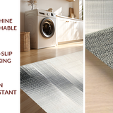 Ultra Soft Area Rug, Non Slip, Stain Resistant, Washable Area Rugs for Living Room, Bedroom, Chic Farmhouse Door Mat with Black and White Stripes for Entryway(Gray)