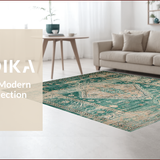 Ultra Soft Area Rug, Non Slip, Stain Resistant, Washable Area Rugs for Living Room, Bedroom, Transitional Subtle Patterned Design(Green)