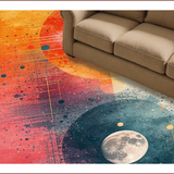 Ultra Soft Area Rug, Non Slip, Stain Resistant, Washable Area Rugs for Living Room, Bedroom, Gradient Moon Phase Boho Hallway Runner(Orange)