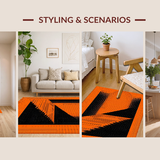 Ultra Soft Area Rug, Non Slip, Stain Resistant, Washable Area Rugs for Living Room, Bedroom, Evocative Black and Orange Harmony(Orange)