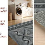 Ultra Soft Area Rug, Non Slip, Stain Resistant, Washable Area Rugs for Living Room, Bedroom, Unique Lattice Style with Contrast(Gray)