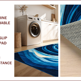 Ultra Soft Area Rug, Non Slip, Stain Resistant, Washable Area Rugs for Living Room, Bedroom, Tranquil Oceanic Abstract Waves(Blue)