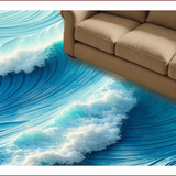Ultra Soft Area Rug, Non Slip, Stain Resistant, Washable Area Rugs for Living Room, Bedroom, 3D Ocean Wave Bedroom Rug for Coastal Decor(Blue)