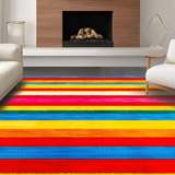 Ultra Soft Area Rug, Non Slip, Stain Resistant, Washable Area Rugs for Living Room, Bedroom, Fun Cheerful Stripe Fusion(Red)