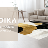 Ultra Soft Area Rug, Non Slip, Stain Resistant, Washable Area Rugs for Living Room, Bedroom, Chic Abstract Gold and Black Shapes(Gold)