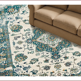 Ultra Soft Area Rug, Non Slip, Stain Resistant, Washable Area Rugs for Living Room, Bedroom, Sophisticated Sage Abstract Motif(Ivory)