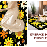 Ultra Soft Area Rug, Non Slip, Stain Resistant, Washable Area Rugs for Living Room, Bedroom, Charming Bee Floral Arrangement(Yellow)