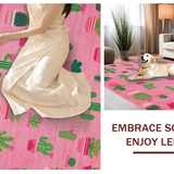 Ultra Soft Area Rug, Non Slip, Stain Resistant, Washable Area Rugs for Living Room, Bedroom, Modern Tropical Greenery Design(Pink)