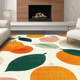 Ultra Soft Area Rug, Non Slip, Stain Resistant, Washable Area Rugs for Living Room, Bedroom, Orange Green White Blush Bright Area Rug Fruit Silhouette Design(Orange)