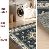 Ultra Soft Area Rug, Non Slip, Stain Resistant, Washable Area Rugs for Living Room, Bedroom, Chic Graphic Solar Imagery(Blue)