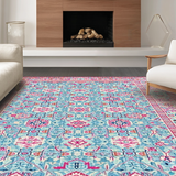 Ultra Soft Area Rug, Non Slip, Stain Resistant, Washable Area Rugs for Living Room, Bedroom, Contemporary Ethnic Abstract Style(Blue)