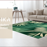 Ultra Soft Area Rug, Non Slip, Stain Resistant, Washable Area Rugs for Living Room, Bedroom, Botanical Green Nature Motif(Green)