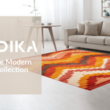 Ultra Soft Area Rug, Non Slip, Stain Resistant, Washable Area Rugs for Living Room, Bedroom, Vibrant Textured Folk Motif(Orange)