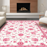 Ultra Soft Area Rug, Non Slip, Stain Resistant, Washable Area Rugs for Living Room, Bedroom, Rustic Elegant Cottage Motif(White)