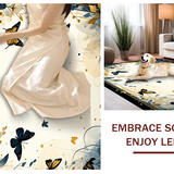 Ultra Soft Area Rug, Non Slip, Stain Resistant, Washable Area Rugs for Living Room, Bedroom, Contemporary Insect Illustrative Design(Gold)