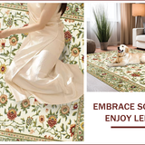 Ultra Soft Area Rug, Non Slip, Stain Resistant, Washable Area Rugs for Living Room, Bedroom, Distressed Earthy Floral Elegance(Beige)