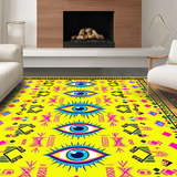 Ultra Soft Area Rug, Non Slip, Stain Resistant, Washable Area Rugs for Living Room, Bedroom, Mystical Geometric Velvet Accent(Yellow)