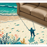 Ultra Soft Area Rug, Non Slip, Stain Resistant, Washable Area Rugs for Living Room, Bedroom, Outdoor Lakeside Fisherman Rug with Vibrant Design(Blue)