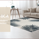 Ultra Soft Area Rug, Non Slip, Stain Resistant, Washable Area Rugs for Living Room, Bedroom, Chic Grey Coastal Leaf Pattern(Blue)