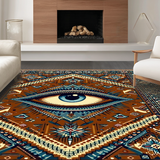 Ultra Soft Area Rug, Non Slip, Stain Resistant, Washable Area Rugs for Living Room, Bedroom, Artistic Evil Eye Symbolism(Brown)
