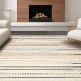 Ultra Soft Area Rug, Non Slip, Stain Resistant, Washable Area Rugs for Living Room, Bedroom, Rustic Scalloped Natural Fiber(Beige)