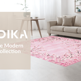 Ultra Soft Area Rug, Non Slip, Stain Resistant, Washable Area Rugs for Living Room, Bedroom, Vibrant Contemporary Blossom Artwork(Pink)