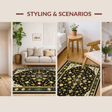 Ultra Soft Area Rug, Non Slip, Stain Resistant, Washable Area Rugs for Living Room, Bedroom, Rustic Taffeta Abstract Harmony(Black)