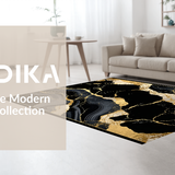 Ultra Soft Area Rug, Non Slip, Stain Resistant, Washable Area Rugs for Living Room, Bedroom, Opulent Golden Marble Aesthetic(Black)
