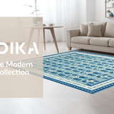 Ultra Soft Area Rug, Non Slip, Stain Resistant, Washable Area Rugs for Living Room, Bedroom, Blue Bowknot Bath Rug: Scalloped Design, Coquette Style, Cute Accent Rug(Blue)