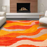Ultra Soft Area Rug, Non Slip, Stain Resistant, Washable Area Rugs for Living Room, Bedroom, Funky Earth Tones Pattern(Orange)