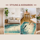 Ultra Soft Area Rug, Non Slip, Stain Resistant, Washable Area Rugs for Living Room, Bedroom, Mythical Ocean Beast Rug With Swirling Arms Design For Modern Spaces(Gray)