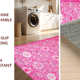 Ultra Soft Area Rug, Non Slip, Stain Resistant, Washable Area Rugs for Living Room, Bedroom, Whimsical Round Blossom Design(Pink)