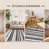 Ultra Soft Area Rug, Non Slip, Stain Resistant, Washable Area Rugs for Living Room, Bedroom, Contemporary Black White Rug(Black)