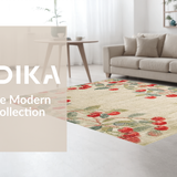 Ultra Soft Area Rug, Non Slip, Stain Resistant, Washable Area Rugs for Living Room, Bedroom, Fruit Inspired Coquette Bow Rug with Cherry Sprigs and Elegant Pink Highlights(Beige)