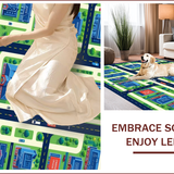 Ultra Soft Area Rug, Non Slip, Stain Resistant, Washable Area Rugs for Living Room, Bedroom, Whimsical Green Landscape Design(Blue)
