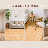 Ultra Soft Area Rug, Non Slip, Stain Resistant, Washable Area Rugs for Living Room, Bedroom, Dynamic Bold Linear Patterns(Orange)