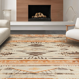 Ultra Soft Area Rug, Non Slip, Stain Resistant, Washable Area Rugs for Living Room, Bedroom, Trendy Neutral Floral Composition(Orange)