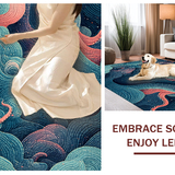 Ultra Soft Area Rug, Non Slip, Stain Resistant, Washable Area Rugs for Living Room, Bedroom, Nautical Octopus Illusion Rug Runner with 3D Oceanic Whale and Dolphin Motifs(Pink)