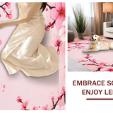 Ultra Soft Area Rug, Non Slip, Stain Resistant, Washable Area Rugs for Living Room, Bedroom, Delicate Cherry Petal Motif(Pink)