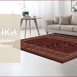 Ultra Soft Area Rug, Non Slip, Stain Resistant, Washable Area Rugs for Living Room, Bedroom, Elegant Warm Tones Design(Red)