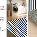 Ultra Soft Area Rug, Non Slip, Stain Resistant, Washable Area Rugs for Living Room, Bedroom, Striking Classic Horizontal Lines(Blue)
