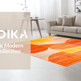 Ultra Soft Area Rug, Non Slip, Stain Resistant, Washable Area Rugs for Living Room, Bedroom, Artistic Flowing Curve Composition(Orange)