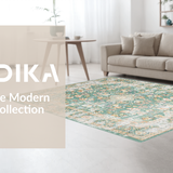 Ultra Soft Area Rug, Non Slip, Stain Resistant, Washable Area Rugs for Living Room, Bedroom, Rustic Vintage Botanical Motif(Green)