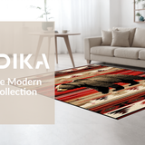 Ultra Soft Area Rug, Non Slip, Stain Resistant, Washable Area Rugs for Living Room, Bedroom, Bold Rustic Mountain Scene(Red)