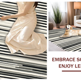 Ultra Soft Area Rug, Non Slip, Stain Resistant, Washable Area Rugs for Living Room, Bedroom, Monochrome Maze: Graphic Stripe Woven Accent Rug for Entry(Black)