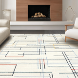 Ultra Soft Area Rug, Non Slip, Stain Resistant, Washable Area Rugs for Living Room, Bedroom, Chic Cream Modern Tiled Arrangement(Beige)